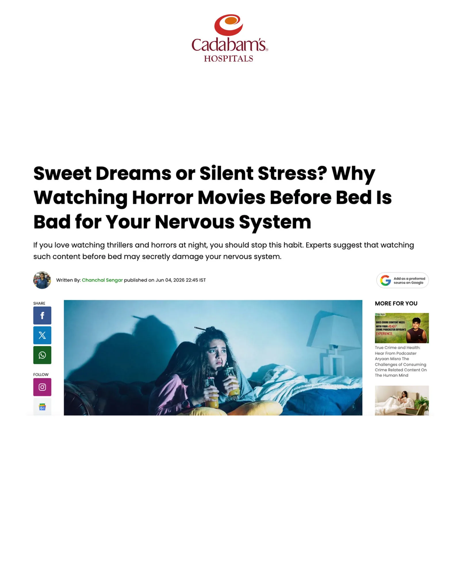 Why Watching Horror Before Bed Affects Your Sleep
